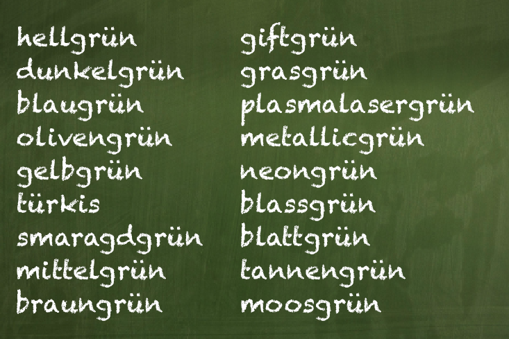 Begriffe f&uuml;r Gr&uuml;n