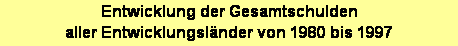 Textfeld: Entwicklung der Gesamtschulden 
aller Entwicklungsl�nder von 1980 bis 1997