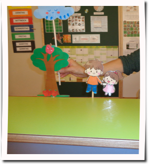 Zun&auml;chst wird die Geschichte nach Textvorlage und kopierten Figuren erz&auml;hlt. - Kopie